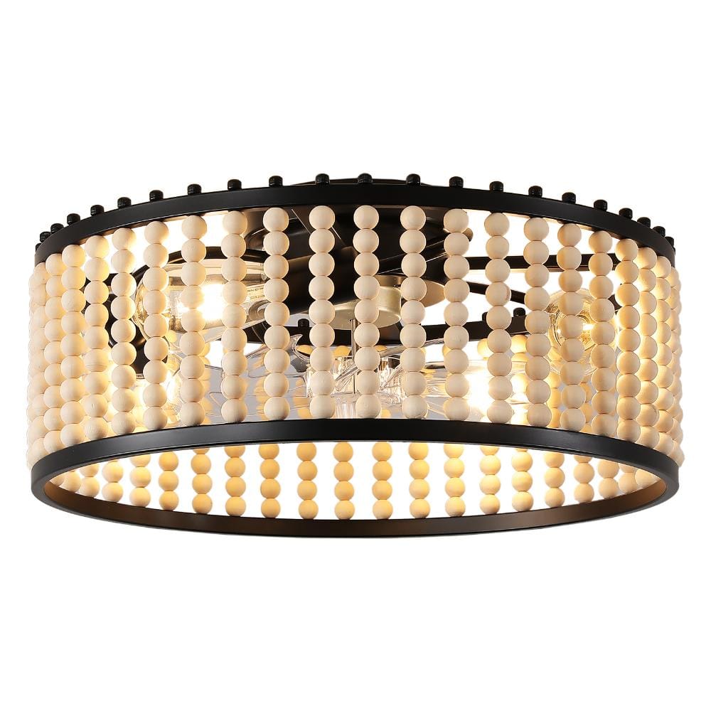 19.68 in. 4-Lights Indoor Boho Farmhouse Wood Beads Ceiling Fan with Lights and Remote Control price history on PriceWatchPro