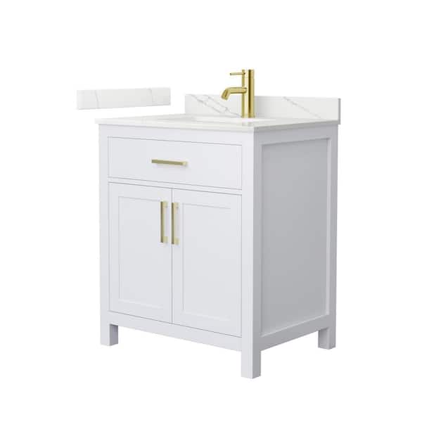 Beckett 30 in. Single Freestanding White Bath Vanity with Giotto Quartz Top (Assembled)