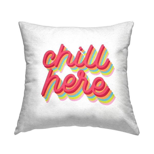 Stupell Industries Chill Here Striped Cursive Outdoor Printed Throw Pillow by Lil' Rue