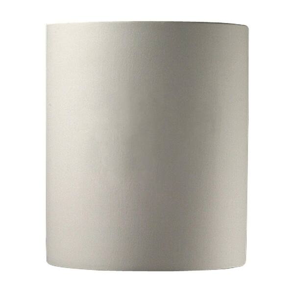 Justice 1-Light Outdoor Half-Cylinder Ceramic Bisque LED Wall Sconce