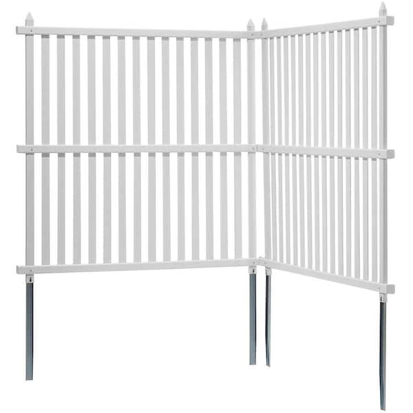 48 in.W x 48 in. H Vinyl Privacy Fence Panels Air Conditioner Fence Outdoor Privacy Screens Kit Louvered Panels 2-Panels