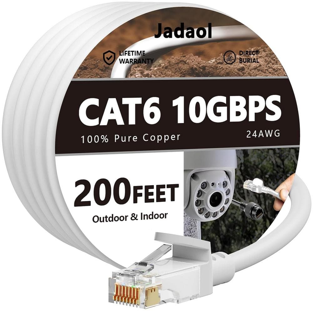 200 ft. Heavy-Duty Outdoor Cat 6 Unshielded Gold Plated Round Ethernet Cable - White price history on PriceWatchPro