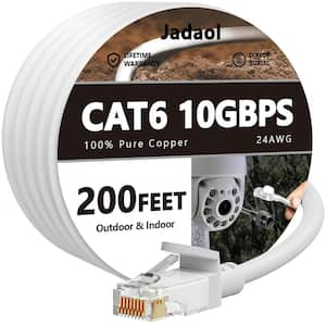 200 ft. Heavy-Duty Outdoor Cat 6 Unshielded Gold Plated Round Ethernet Cable - White