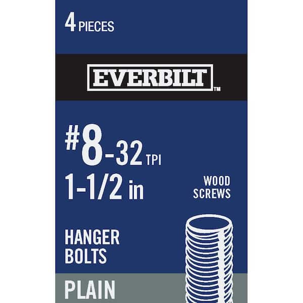Everbilt #8-32 x 1-1/2 in. Plain Hanger Bolt (4-Piece) 809291