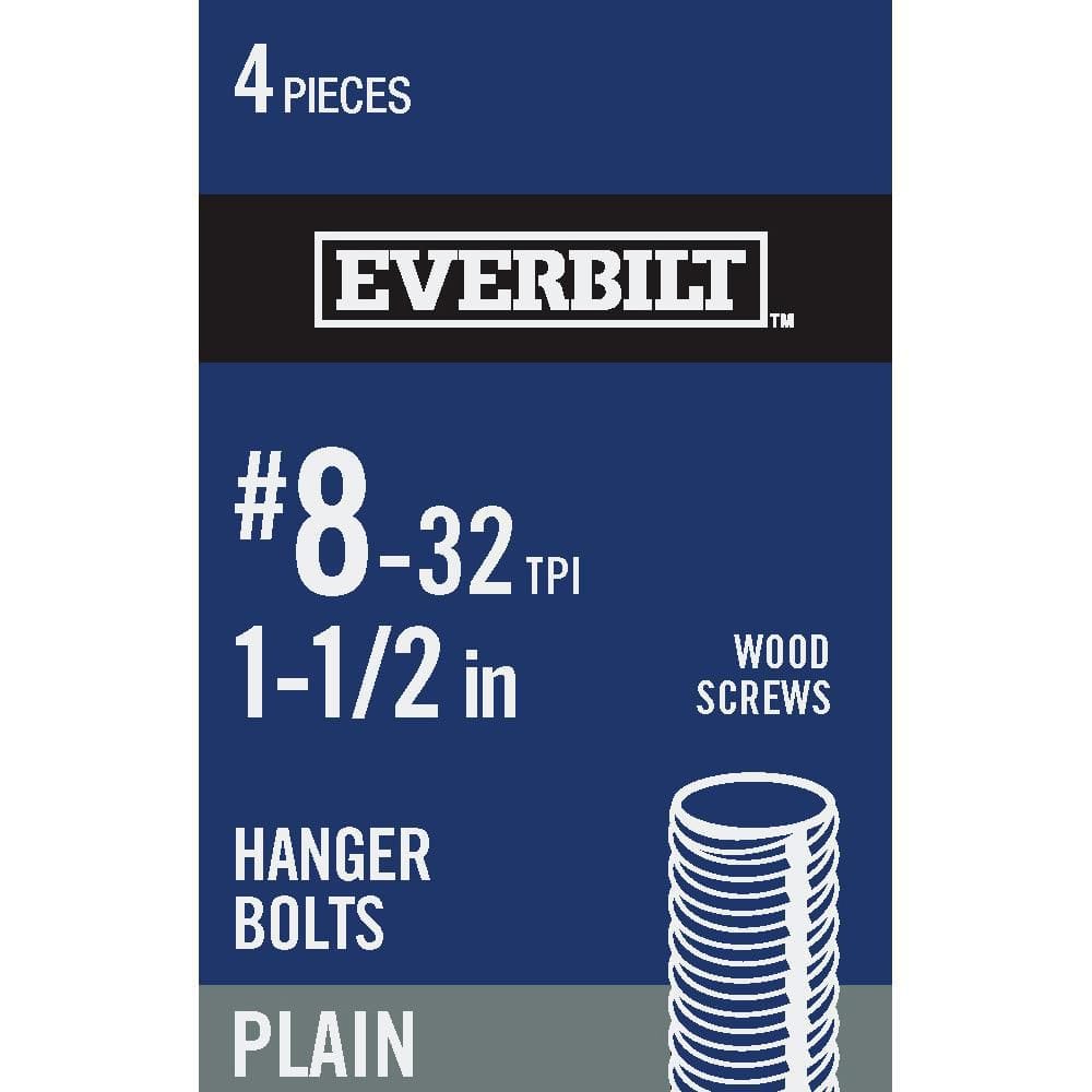Everbilt #8-32 x 1-1/2 in. Plain Hanger Bolt (4-Piece) 825791 The Home  Depot