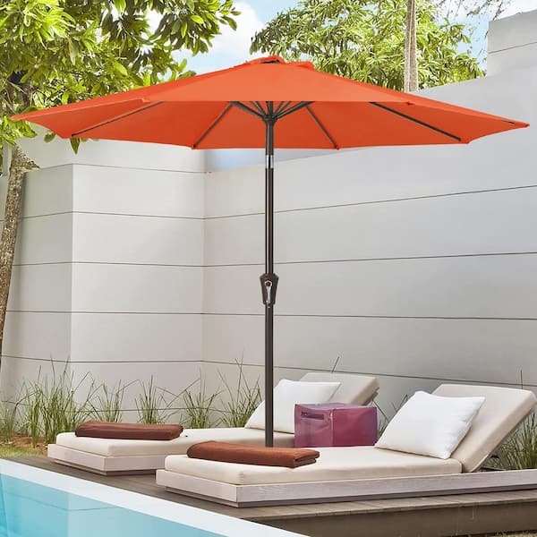 JEAREY 10 ft. Market Patio Umbrella with Push Button Tilt and Crank in Orange