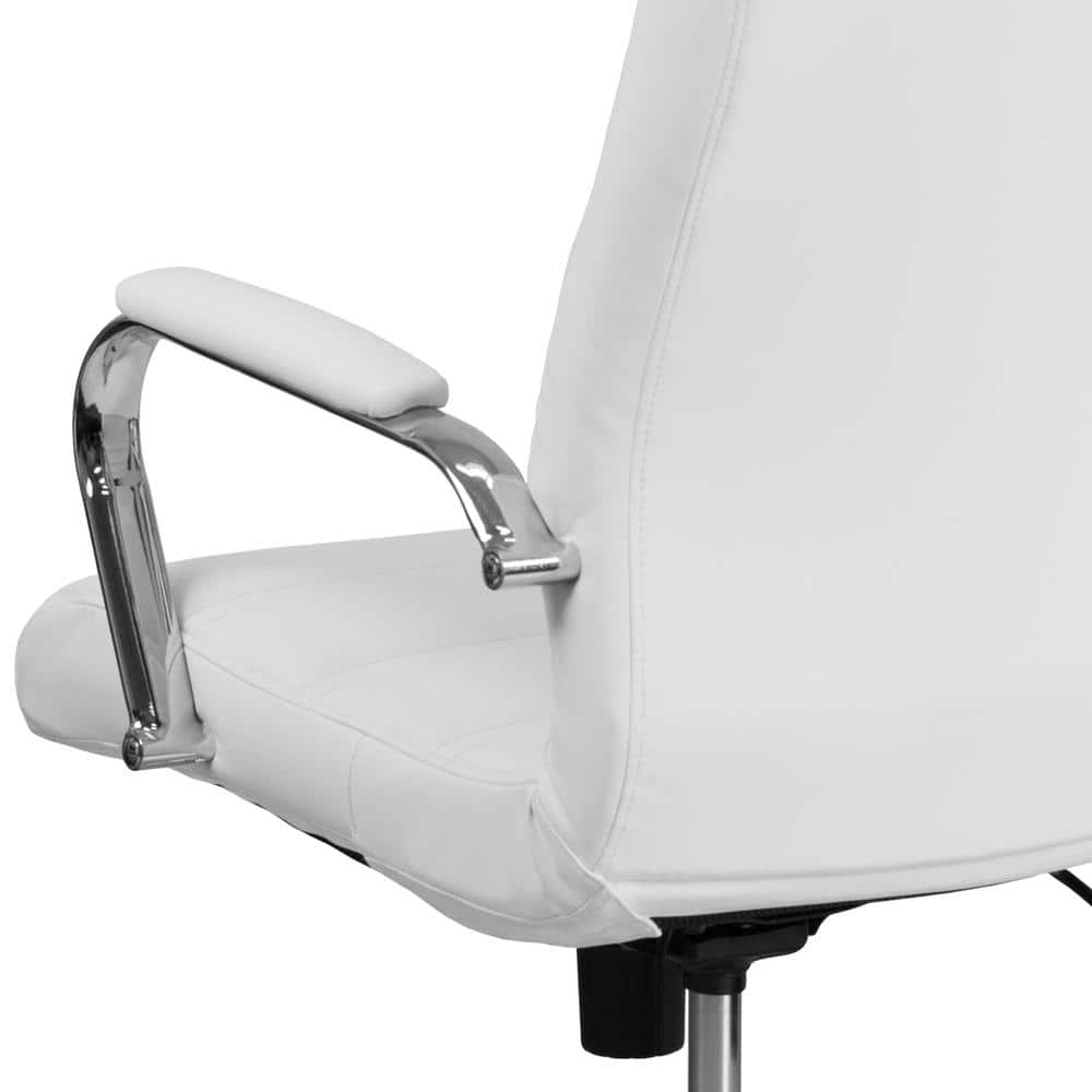White Leather High-Back Ergonomic Executive Swivel Chair
