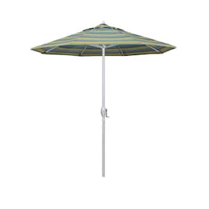7.5 ft. Matted White Aluminum Market Patio Umbrella Auto Tilt in Astoria Lagoon Sunbrella