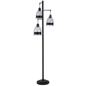 72 in. Black Floor Lamp with Clear Glass Shade