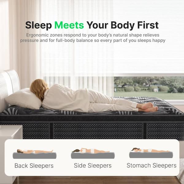 Queen Medium Memory Foam and Pocket Spring 10 in. Bed-in-a-Box Mattress with Zoned Support and Motion Isolation