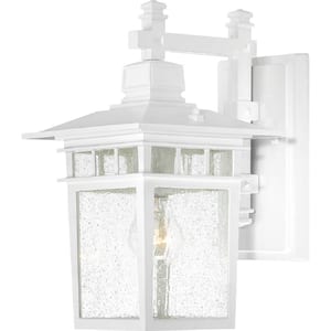 Cove Neck White Outdoor Hardwired Wall Lantern Sconce with No Bulbs Included