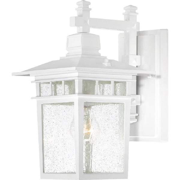 SATCO Cove Neck White Outdoor Hardwired Wall Lantern Sconce with No Bulbs Included