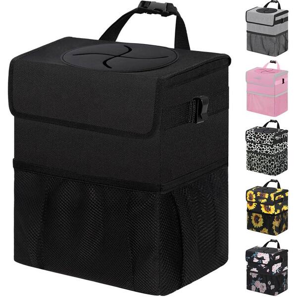 2.2/3.0 Gal. Black Car Trash Can with Lid, Leak Proof, Waterproof