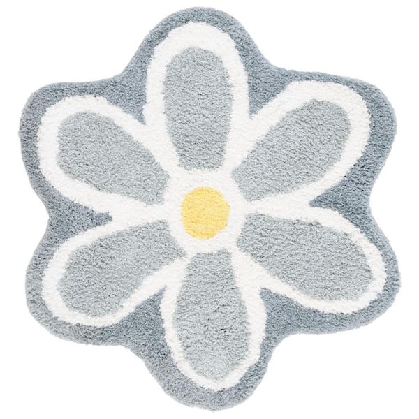 Novelty 5 ft. x 5 ft. Ivory/Gray Floral Specialty Area Rug