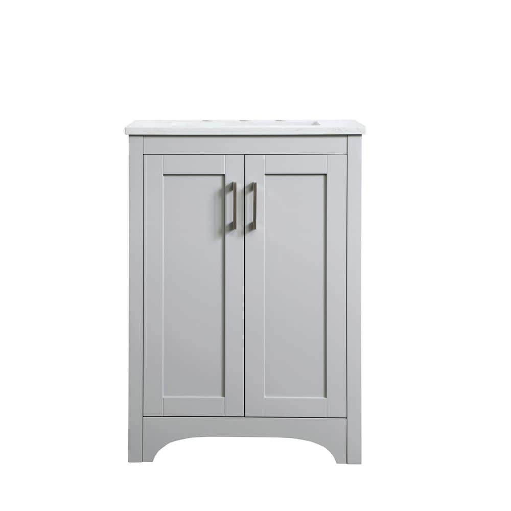 Simply Living 24 In W X 19 In D X 34 In H Bath Vanity In Grey With   Bathroom Vanities With Tops Sl51072gr 64 1000 