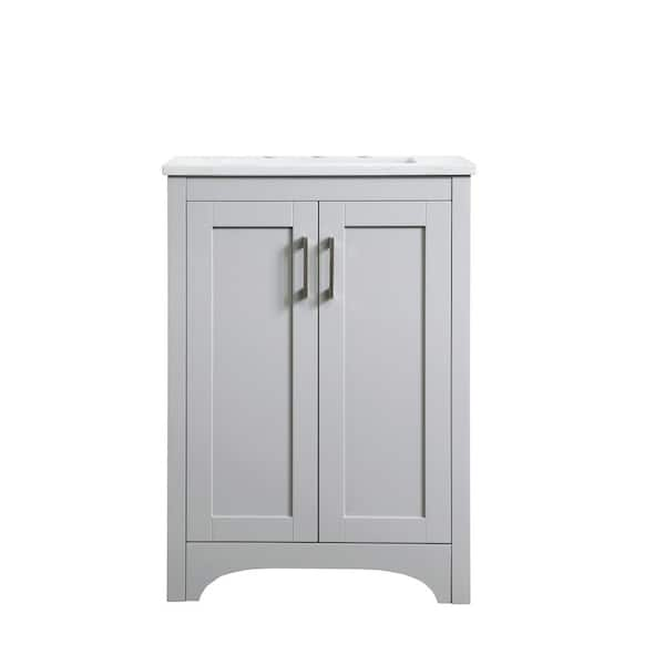 Simply Living 24 In W X 19 In D X 34 In H Bath Vanity In Grey With   Bathroom Vanities With Tops Sl51072gr 64 600 