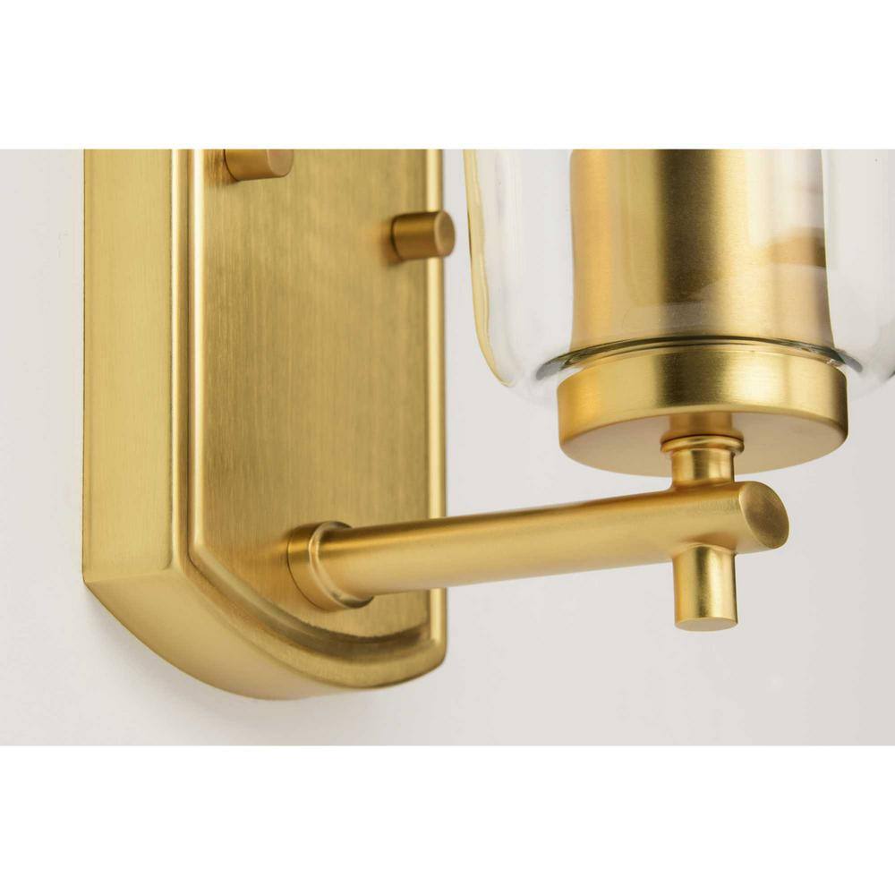 Adley Satin Brass Wall Light with Clear Glass Shade