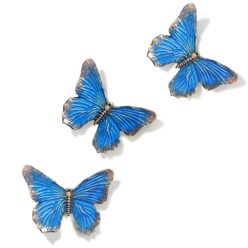 3-Piece Bathroom Accessory Set in Antique Blue, Resin 3D Butterfly Wall Decor for Home Gallery Decor price history on PriceWatchPro