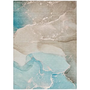 Chantille ACN517 Teal 5 ft. x 7 ft. 6 in. Machine Washable Indoor/Outdoor Geometric Area Rug