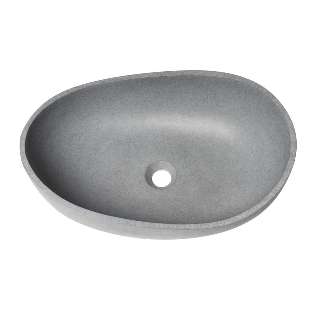 Gray Matte Ceramic Oval Above Mount Bathroom Sink