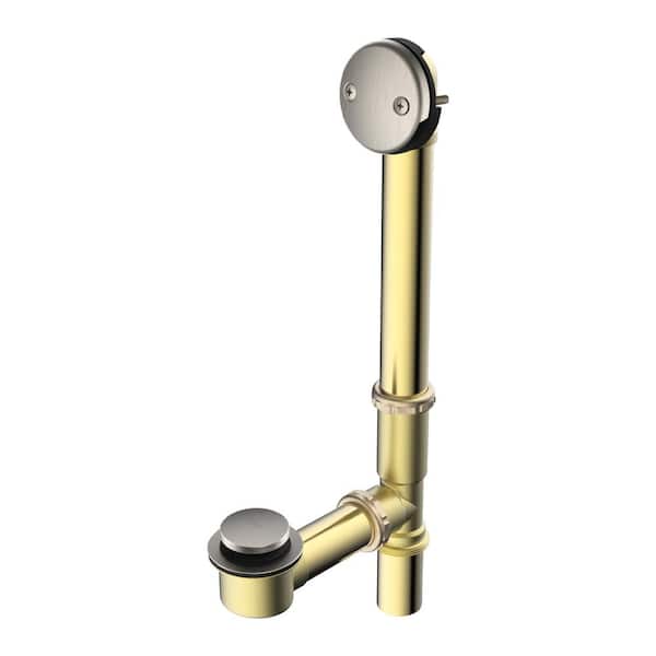 PF WaterWorks Brushed Nickel Trim Toe-Touch Bathtub Drain - 20 Gauge Brass