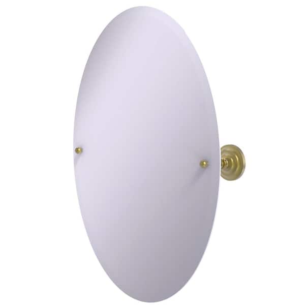Prestige Que New Frameless Oval Tilt Mirror with Beveled Edge in Satin Brass