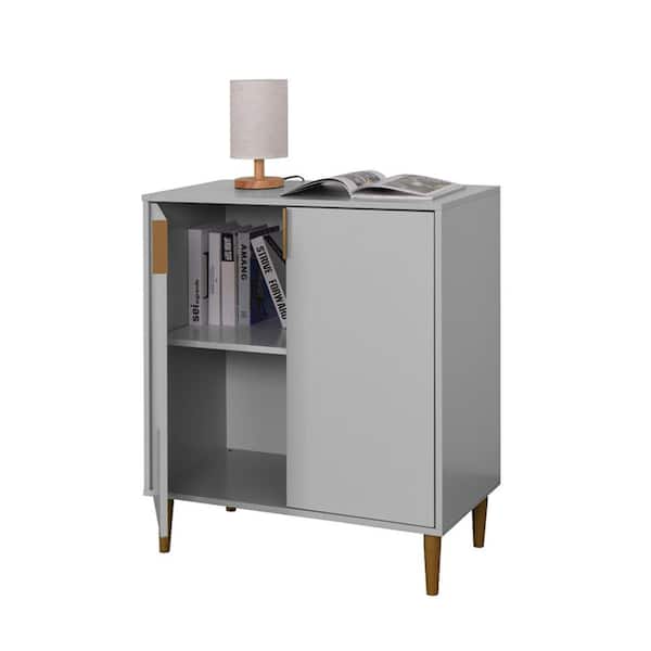 Unbranded 25.9 in. W x 15.6 in. D x 35.4 in. H Gray Linen Cabinet with 2 Doors and Adjustable Shelf for Living Room