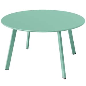 27.56 in. W Mint Green Round Patio Outdoor Side Table, Weather- Resistant