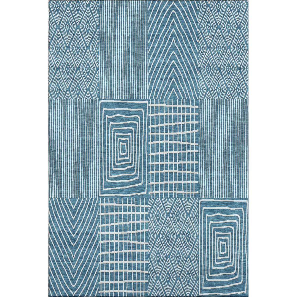 Mayfield Premium Machine Washable Abstract AMF990 Teal 3 ft. x 5 ft. Area Rug price history on PriceWatchPro