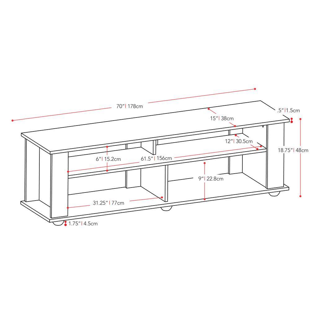Bakersfield Ravenwood Black Contemporary TV Stand, 74"
