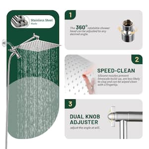 8 in. Rainfall 5-Spray Patterns Dual Wall Mount and Handheld Shower Head 1.8 GPM with Adjustable Shower Heads in Chrome