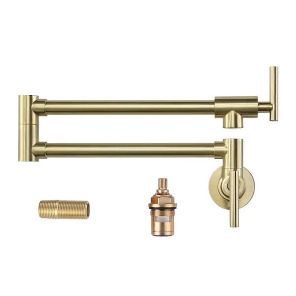 ALEASHA Folding Wall Mounted Pot Filler Faucets in Gold