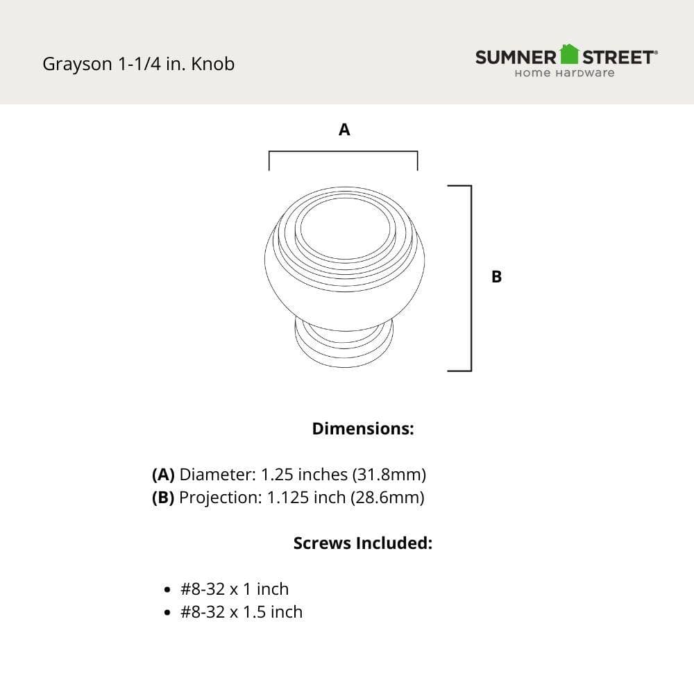 Grayson Oil-Rubbed Bronze Round Cabinet Knob with Mounting Hardware