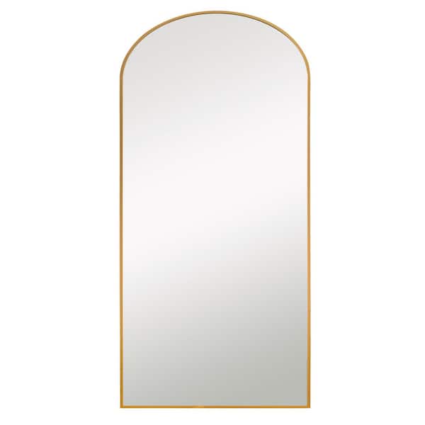 Lirago 67 in. x 30 in.Modern Aluminum Alloy Arched Framed Gold Full-Length Decorative Mirror with Bracket