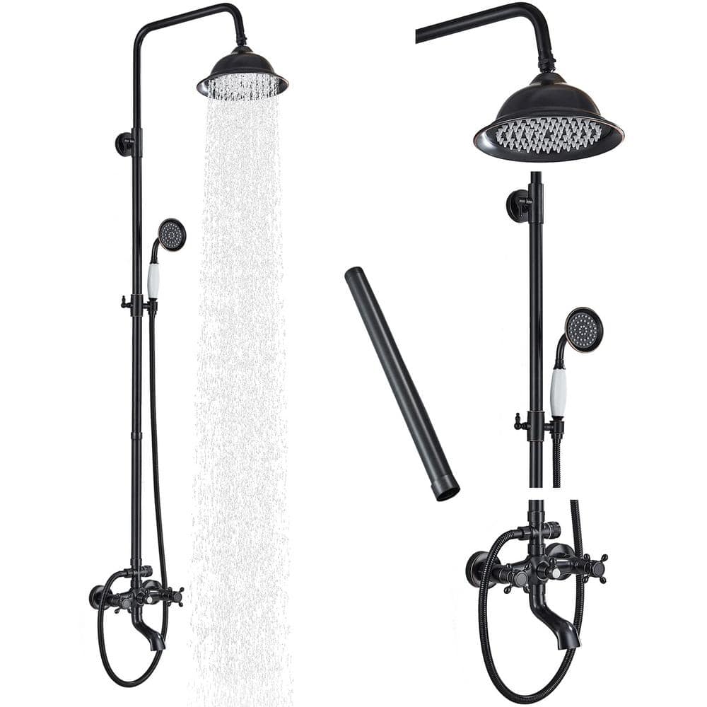 Outdoor Shower Fixture 8 in. Rainfall Shower Head Handheld Spray Tub Spout 