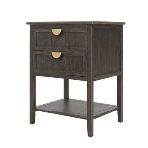22.01 in. W x 15.75 in. D x 28.5 in. H Brown Wood Linen Cabinet with Drawers and Open Shelf