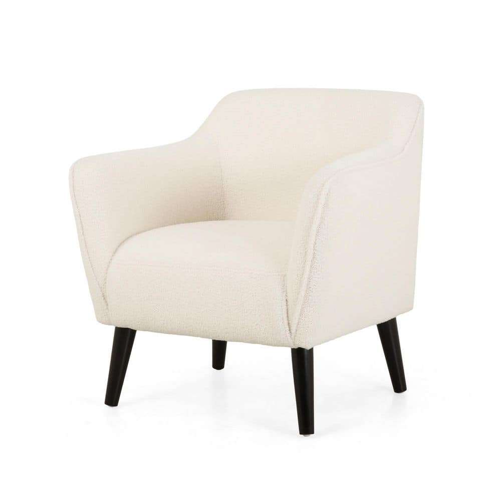 Ivory Boucle Armchair with Matte Black Birch Wood Legs