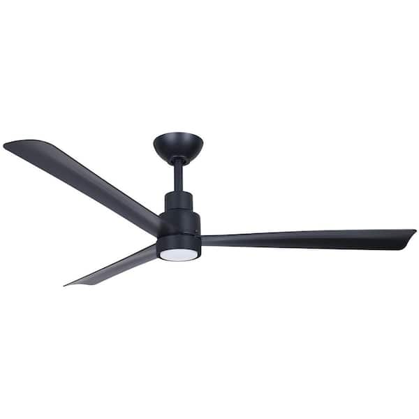 Simple 52 in. Indoor-Outdoor Coal Black Downrod Mount Standard Ceiling Fan with Warm White Intgrated LED, Remote Control