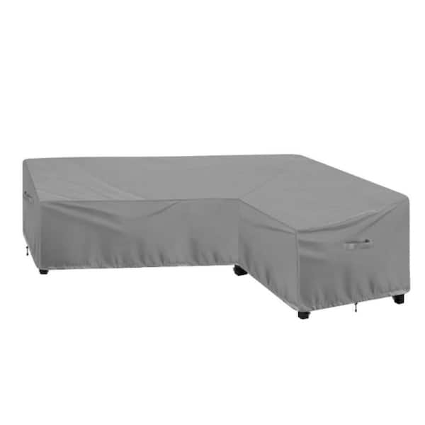 Unbranded Waterproof Patio Furniture Cover-Windproof Right L-Shaped 420D Heavy Duty Sofa Cover, 110 in. L x 83 in. L, Gray