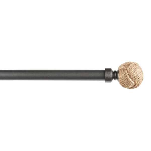 EXCLUSIVE HOME Rope Knot 66 in. - 120 in. Adjustable Length 1 in. Dia Curtain Rod Kit in Gunmetal with Finial