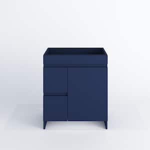 Mace 30 in. W x 20 in. D x 35 in. H Single-Sink Bath Vanity Cabinet without Top in Navy Blue Left-Side Drawers