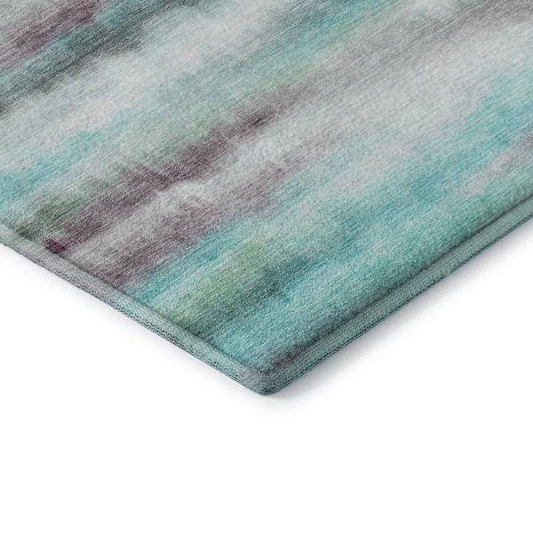 Mayfield Premium Machine Washable Abstract AMF2098 Teal 10 ft. x 14 ft. Area Rug