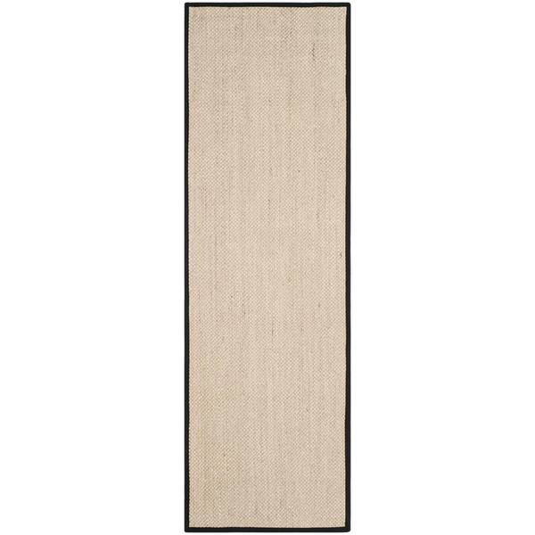 SAFAVIEH Natural Fiber Marble/Black 3 ft. x 6 ft. Border Runner Rug