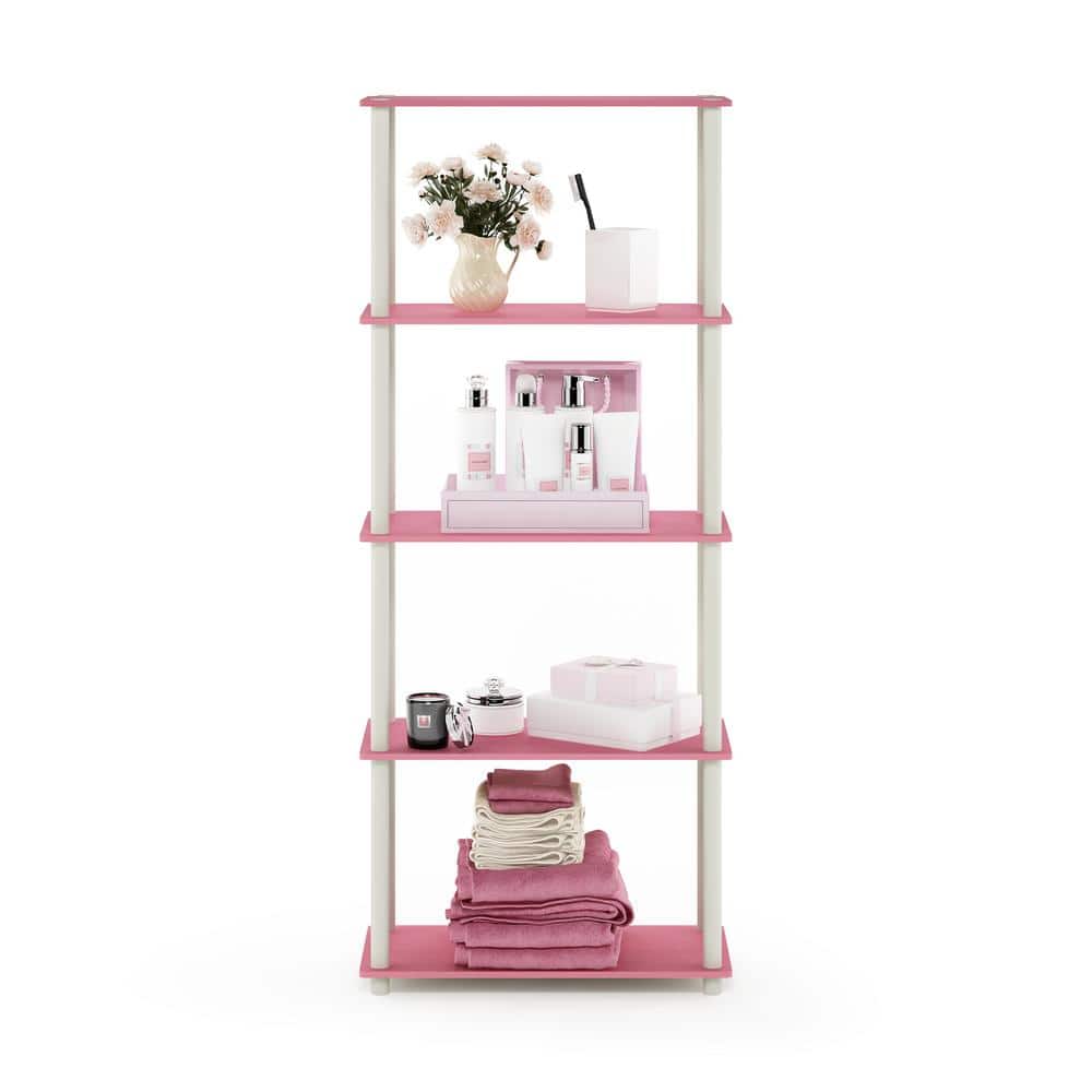 Laminated Pink and White 5-Tier Round Tube Display Shelf