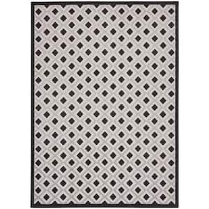 Aloha Black White 9 ft. x 12 ft. Geometric Contemporary Indoor/Outdoor Patio Area Rug