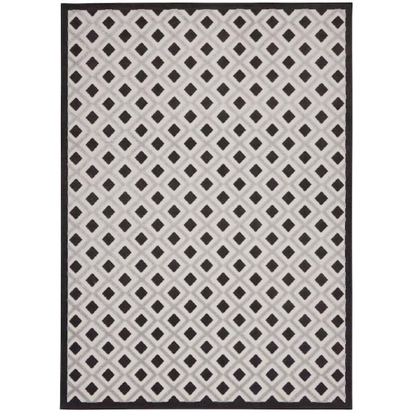 Home Decorators Collection Aloha Black White 9 ft. x 12 ft. Geometric Contemporary Indoor/Outdoor Patio Area Rug