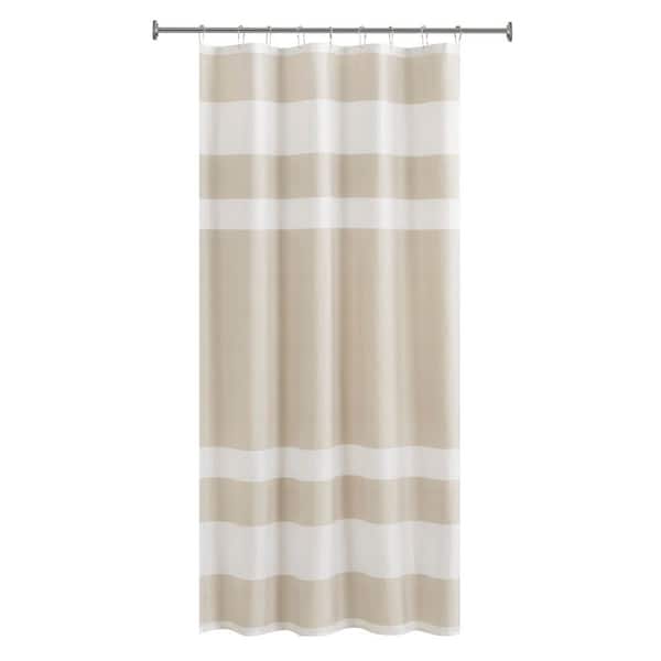 Spa Waffle 36 in. W x 72 in. L Polyester Shower Curtain with 3M Treatment in Taupe