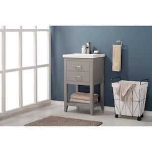 Cara 20 in. W x 15 in. D Bath Vanity in Gray with Porcelain Vanity Top in White with White Basin