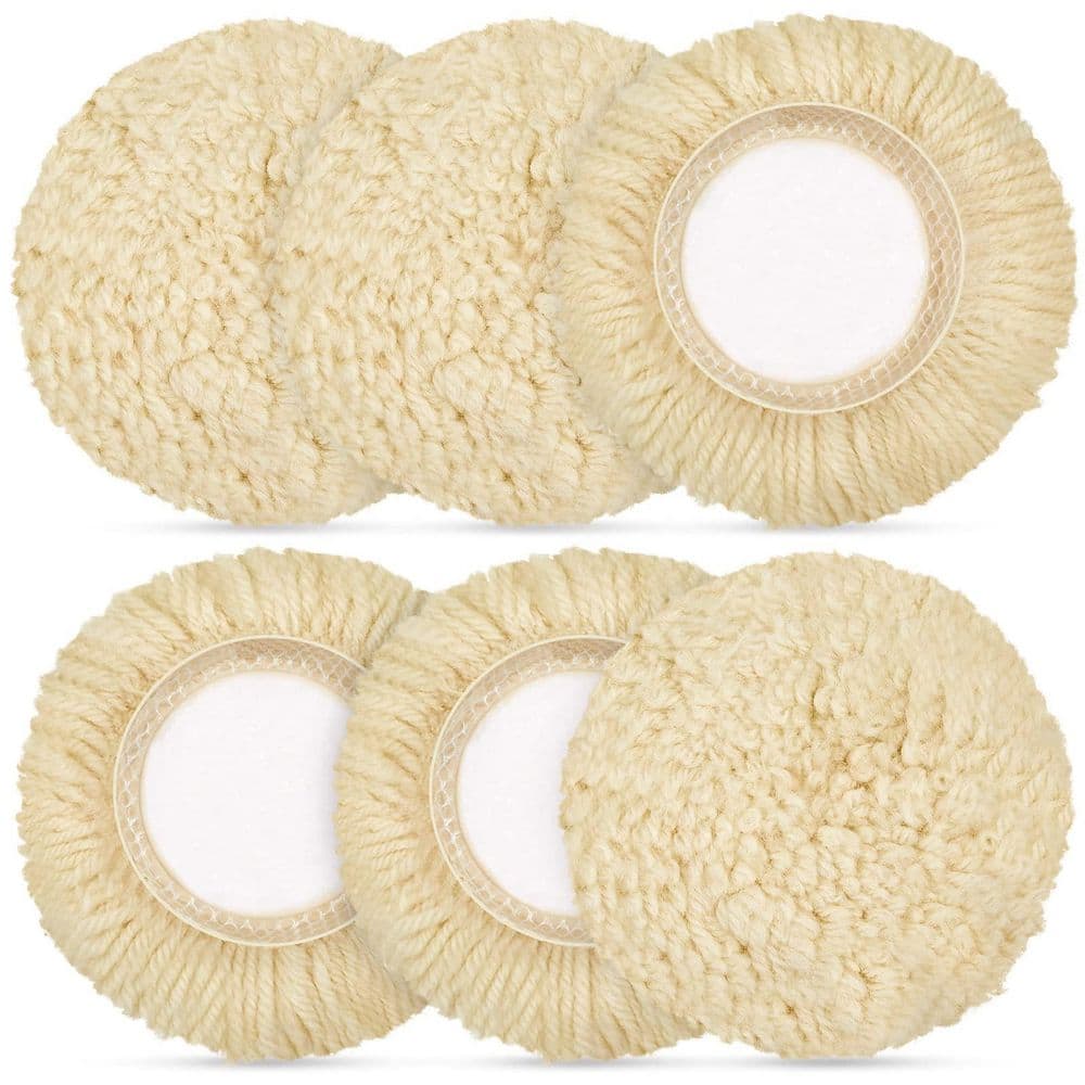 6 Pack Natural Wool Polishing Pad Car Buffing Pad with Hook and Loop for Drill Polisher Floor Glass Boat price history on PriceWatchPro