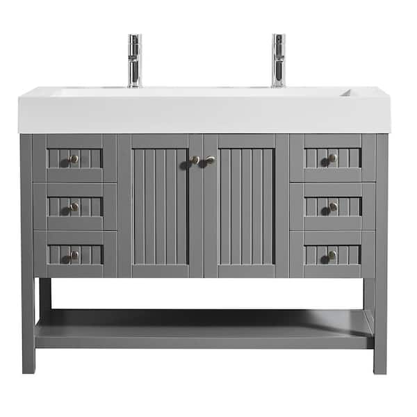 ROSWELL Pavia 48 in. W x 20 in. D Vanity in Grey with Acrylic Vanity Top in White with White Basin